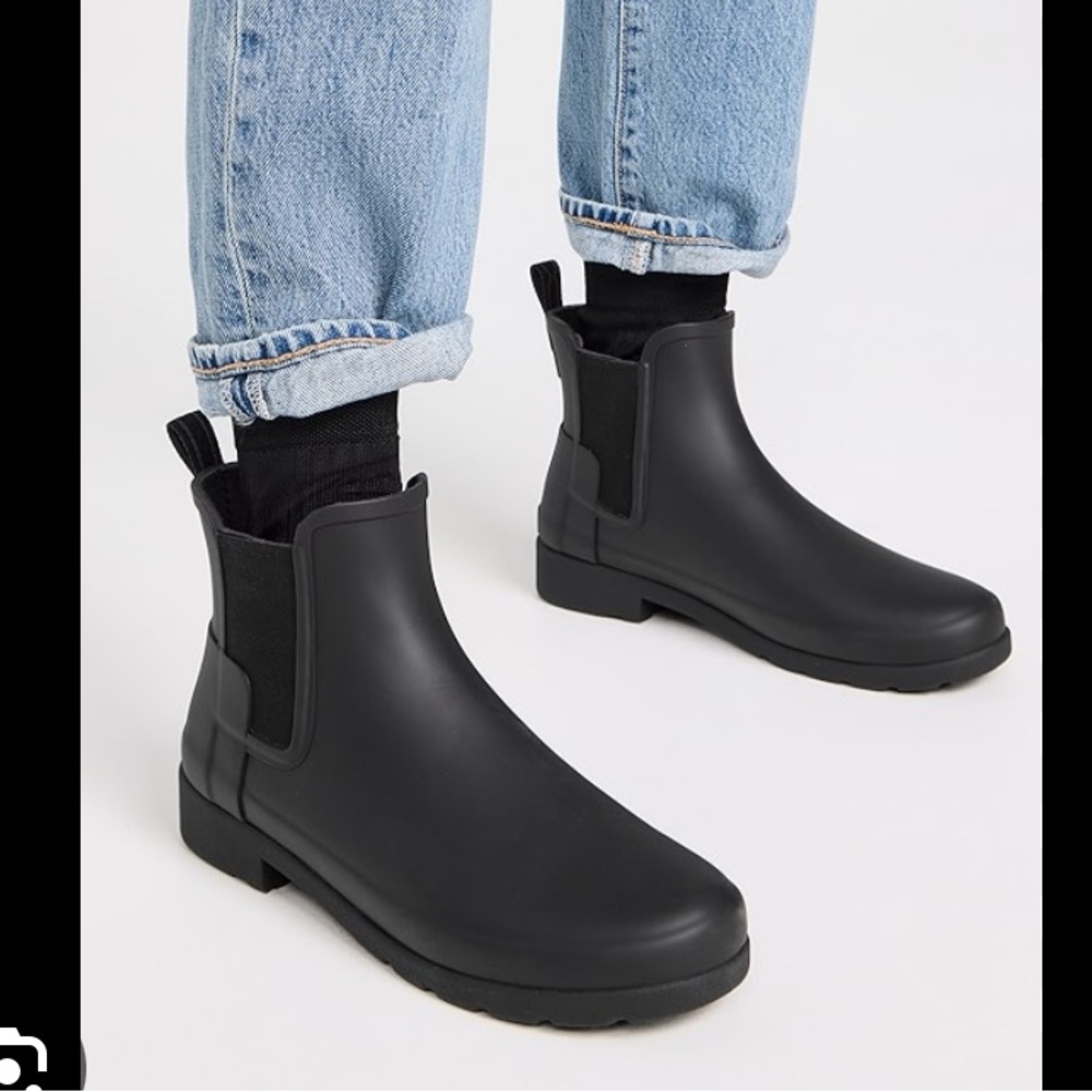 Hunter Black Winter Rain Boots - Refined Chelsea Style size 7